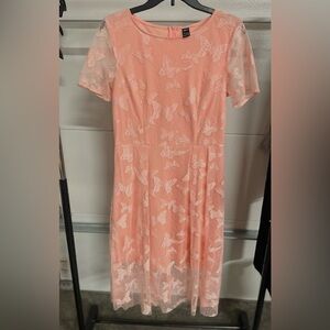 Pink Butterfly Midi Dress size Large 8/10